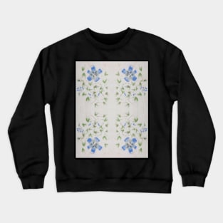 Chinese Watercolor Painted Blue Flowers Crewneck Sweatshirt